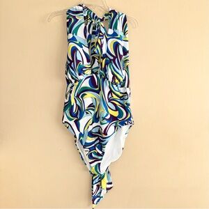 Express Blue Swirl Body Contour Swim Convertible Style One Piece Size XL NWT!